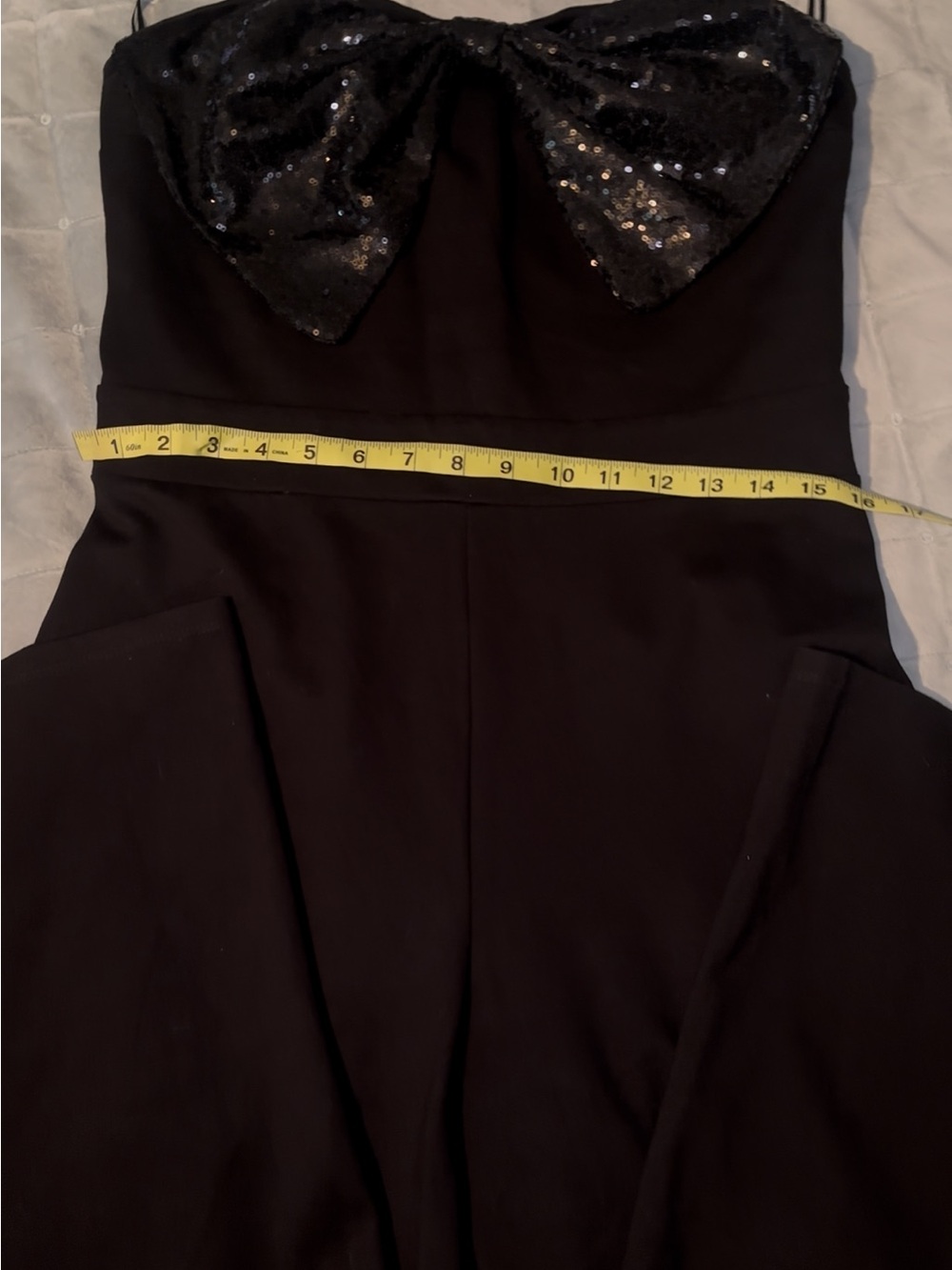 Love By Design Black Strapless Jumpsuit with Sequin Bow